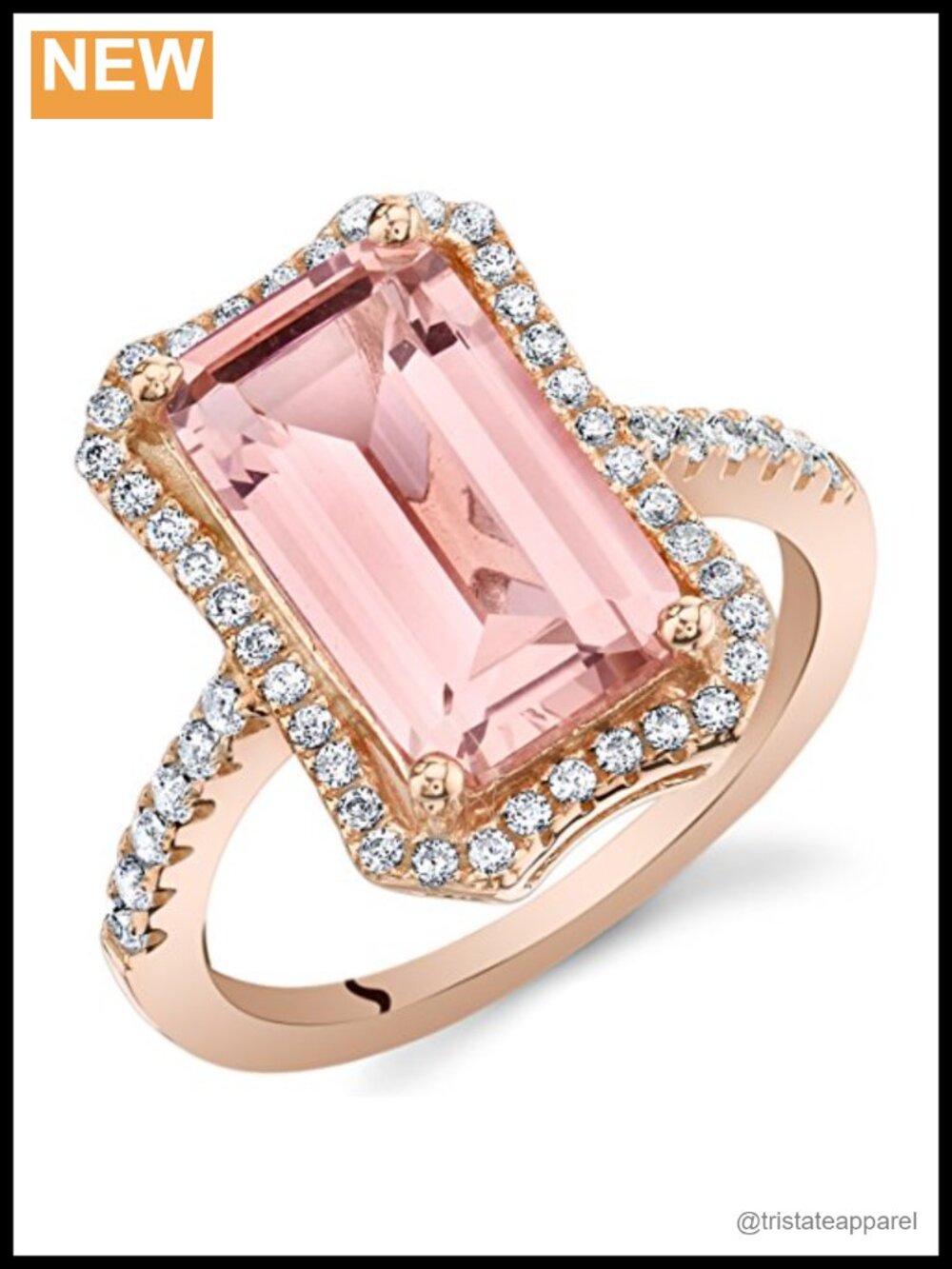 PEORA Simulated Morganite 925 Rose Gold-tone Sterling Silver Ring Size 6